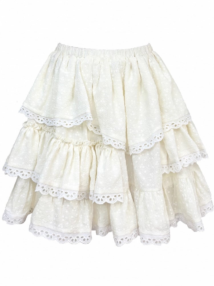 Lace Tiered with Vintag Beige Skirt Accents