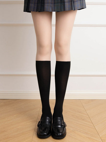 Calf Paneled Tights Two-Piece Sock-Style Fake Black