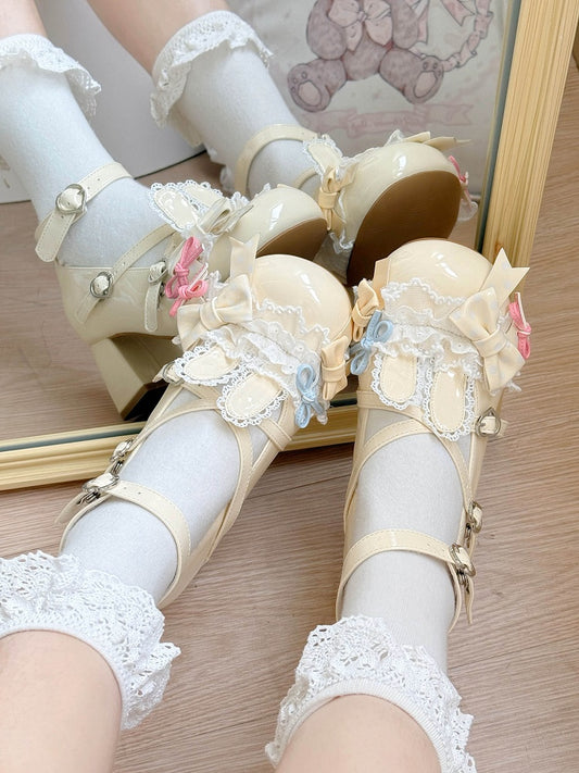 6.5 - Janes Bunny Mary Lolita cm Heel Cream Theme PU Sweet