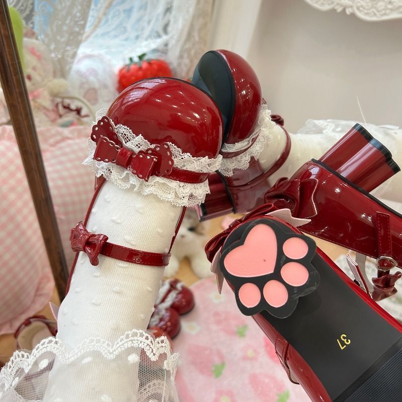Lolita Sweet Peach 2.0 Cat Heel Bow Single Shoes