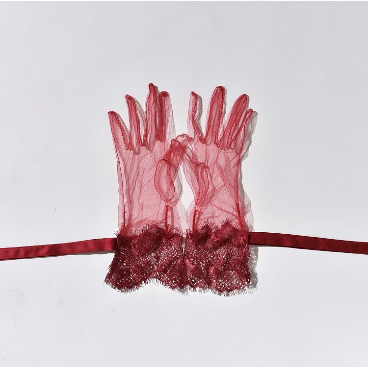 Schwarz / Handschuhe Weiß Lila Rot