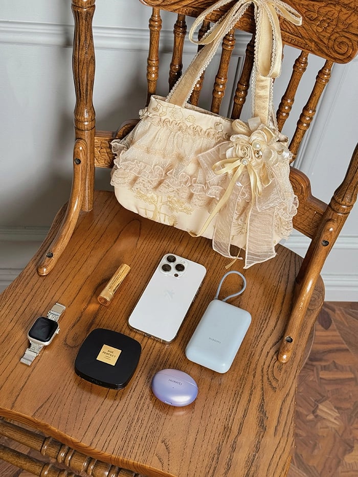 Black Silver Champagne Hand Bag /