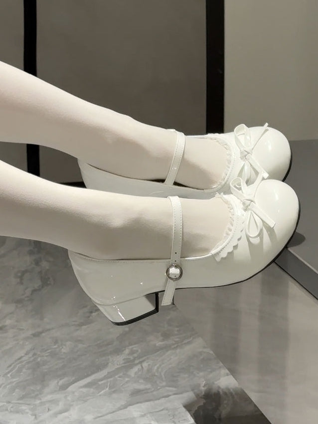 Runde Zehenpartie Lolita - Mary Schuhe Niedriger Absatz Jane Sweet