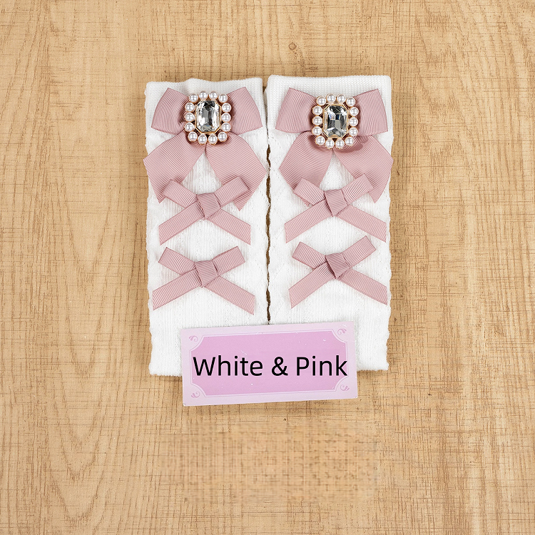 with Square 6 Jirai Rhinestone Socks Decoration Bow Calf Kei Colors