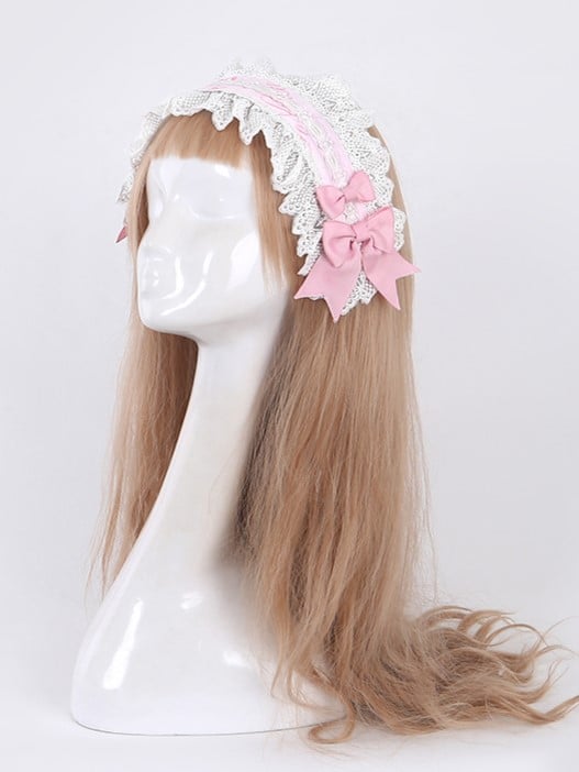 Hairband with Bow Pink/Blue Accent Lace-Trimmed Lolita