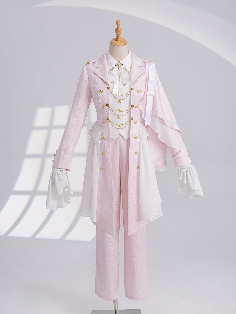 Cherry Blossom Print High-Rise Trousers in Sakura Pink - DevilInspired Exclusive Collection