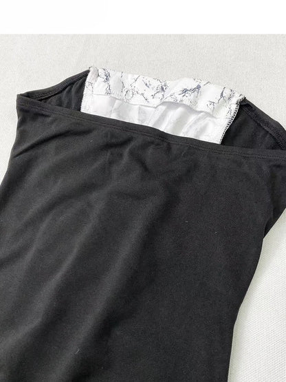 Strapless BlackWhite Glamorous Y2K Trim Lace-up Cascading Detail Dress Ruffle