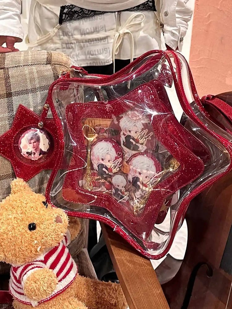 Star-shaped Ita Bag PU Red Badge Set Detachable with Charm