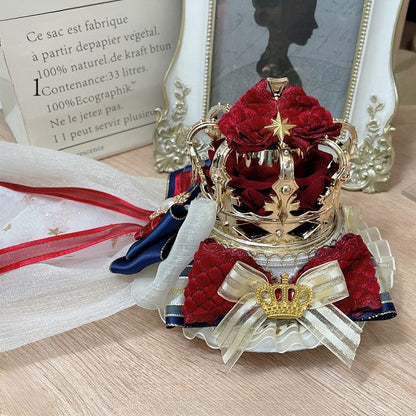 Hime Lolita Floral Design Bowknot Details Crown Mini Hat