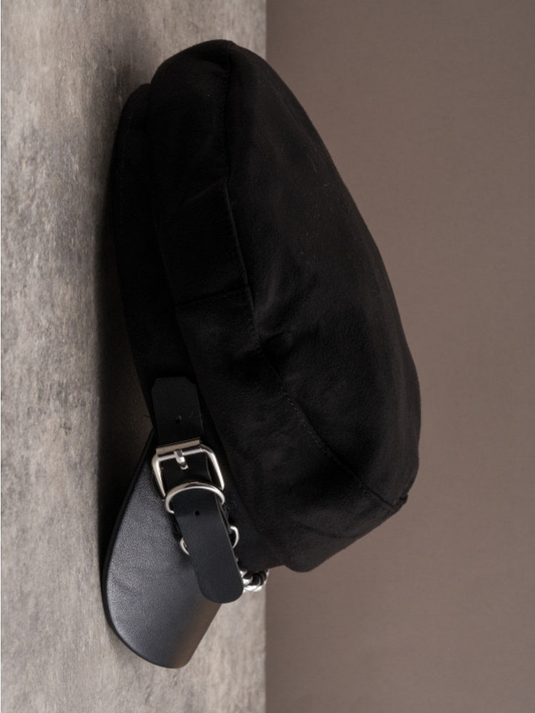 Hat Star Heart Charm With Black Design Buckle Gothic Beret Chain