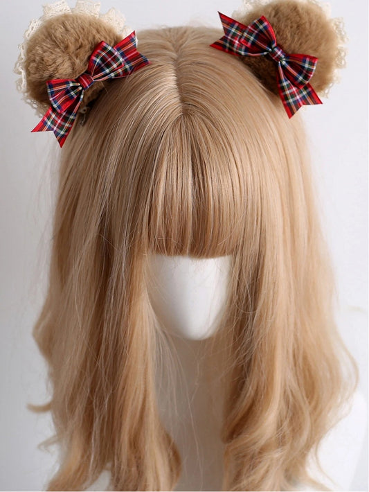 of Ear Christmas Bear Clips Hair 2) (Set Plush