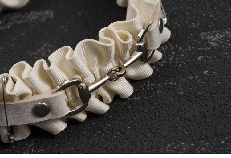 White Gothic Handmade Studs and Pins Ruffled KC