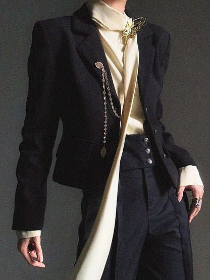 Yellow with Neck Prince Flowing Design Ouji Shirt Ribbon Mock - Accents