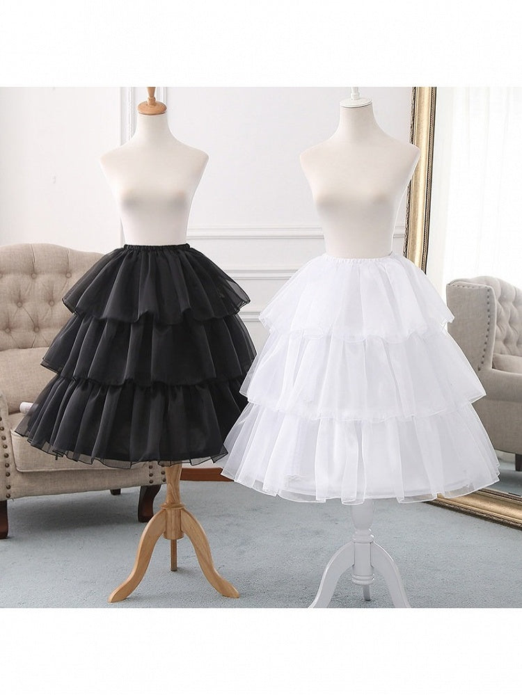 Adjustable Fish Bone Petticoat in Black/White for Daily Wear - Lolita Wind Story