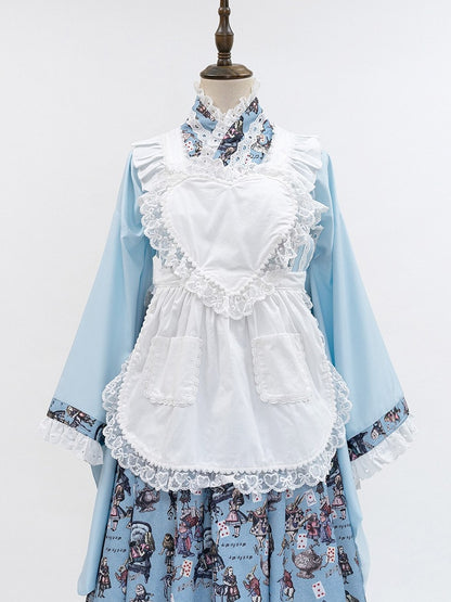 Apron Heart-Shaped Lace-Trimmed White
