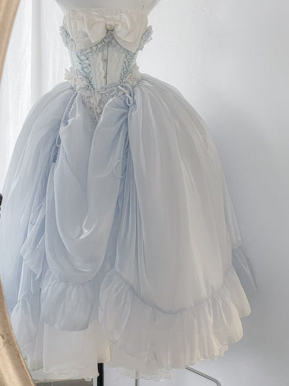 ブルーのロングドローストリングアンダースカート