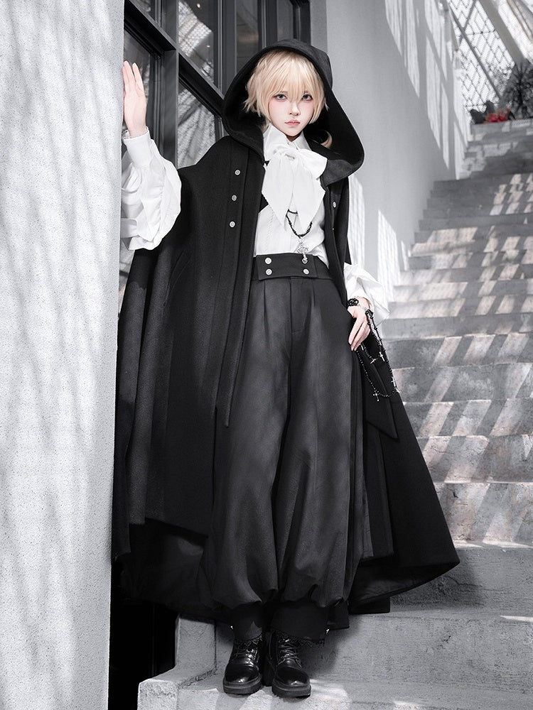 Black Ouji Lolita Cloak with Buckle Strap Closure - Princess Chronicles