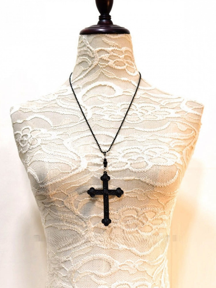 Cross Necklace Black Pendant