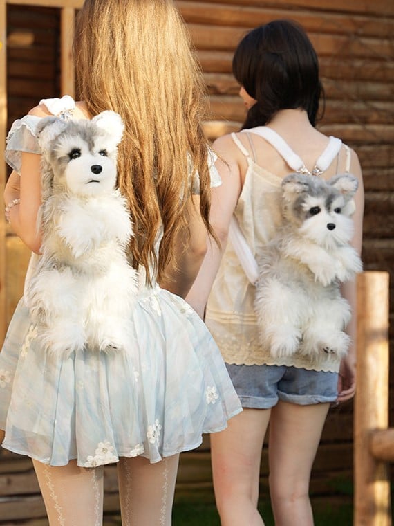 Dog Options 2 Plush Backpack/Crossbody Realistic Bag