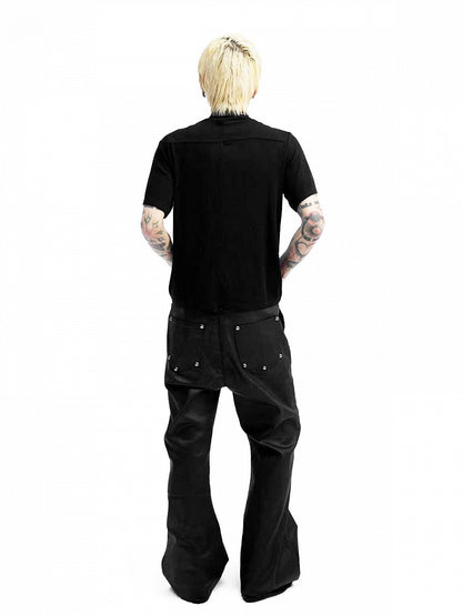 Unisex Black Cross-Collar Short-Sleeve Knitwear - DETW OnLine