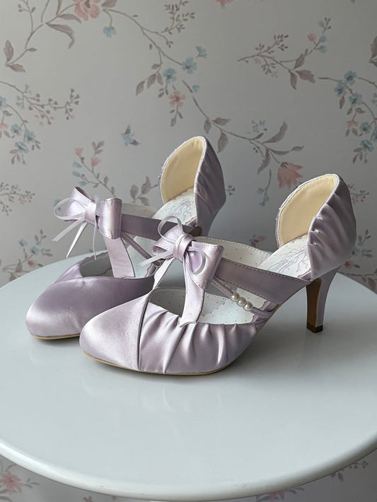 Decor Purple with Sophisticated High Lolita Heels Bow