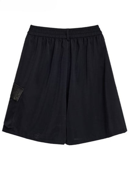 Chinese Embroidery Patchwork Black Shorts - Qing Tang Original
