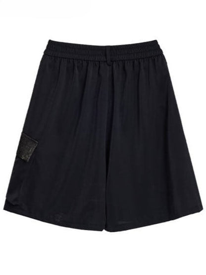 Chinese Embroidery Patchwork Black Shorts - Qing Tang Original