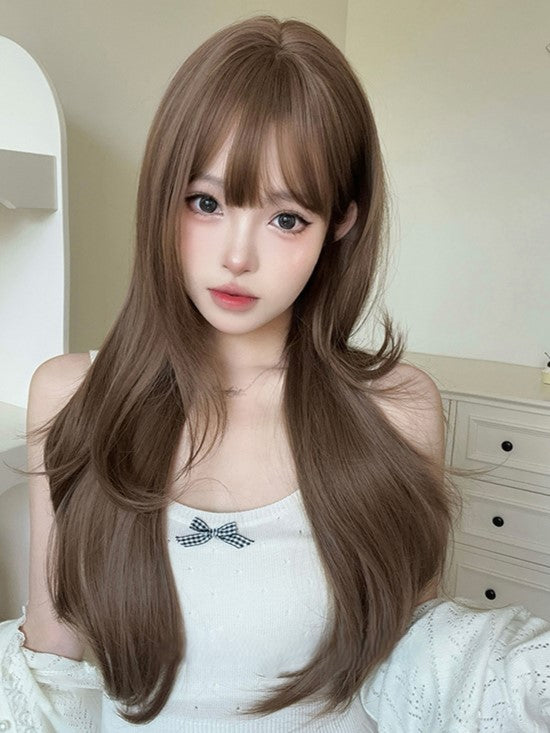 Wig Light With Wavy 72CM Air Brown Bangs Length