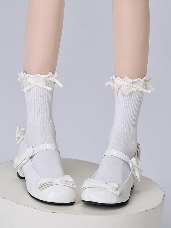 Socks 4 Cute Colors Calf Multi-Bowknot Decoration