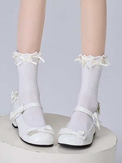 Socks 4 Cute Colors Calf Multi-Bowknot Decoration