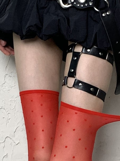 ループ ブラック パンク レッグ PU スタッド