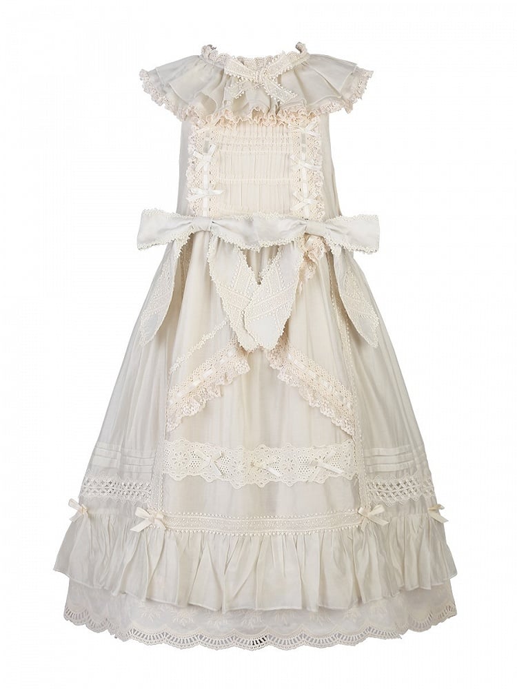 Lace and Beige Bowknots Apron Trim with Lolita