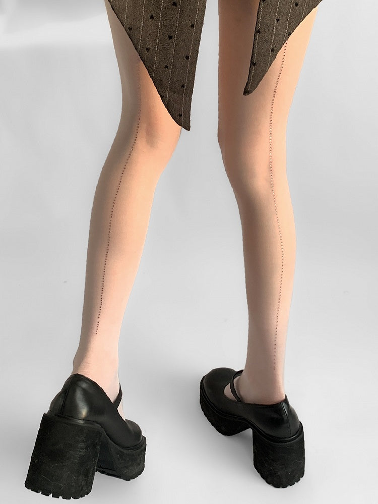 Rhinestone Tights Black/White Decorated