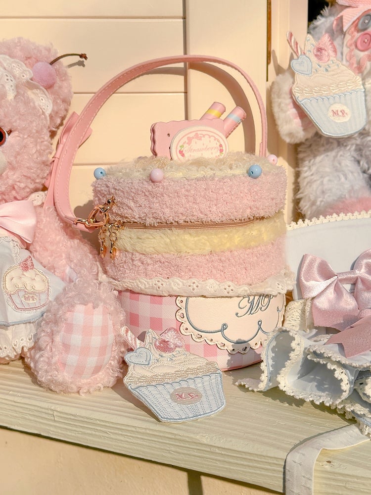 Bag Pattern Pink Plaid Lolita Sweet Plush Cupcake