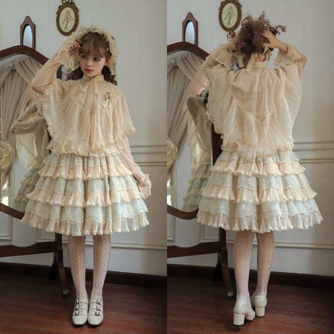 Beige Elegant Details Striped Lolita Shawl