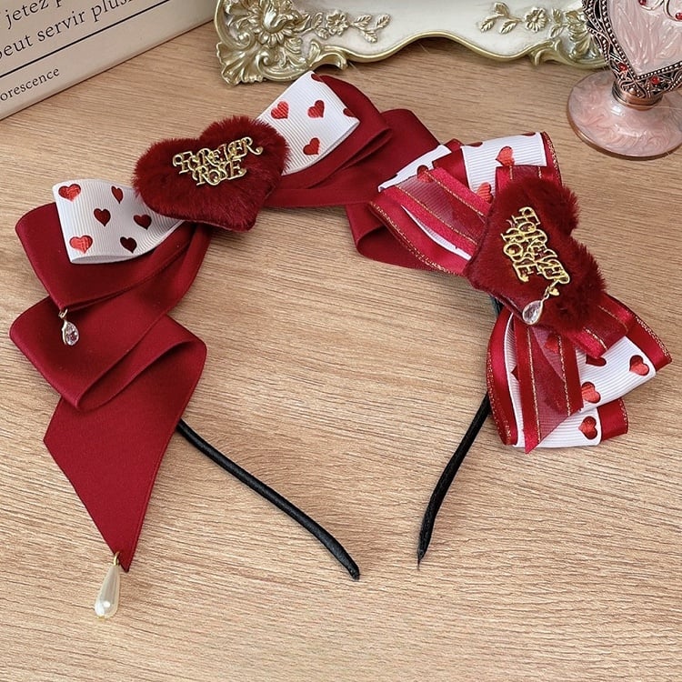 ラインストーンのスイートハートヘアクリップレッドチャームロリータデザインKC