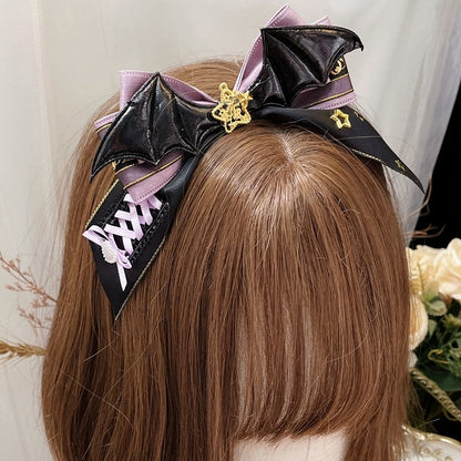 Wings Devil Halloween Lace-up BlackPurple Design Decorated Bowknot KC