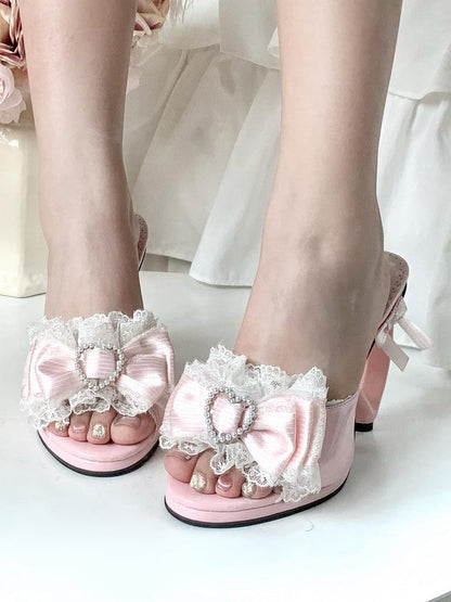 Design with Lolita Heels Pink Slingback Hime Ornate Slip-On