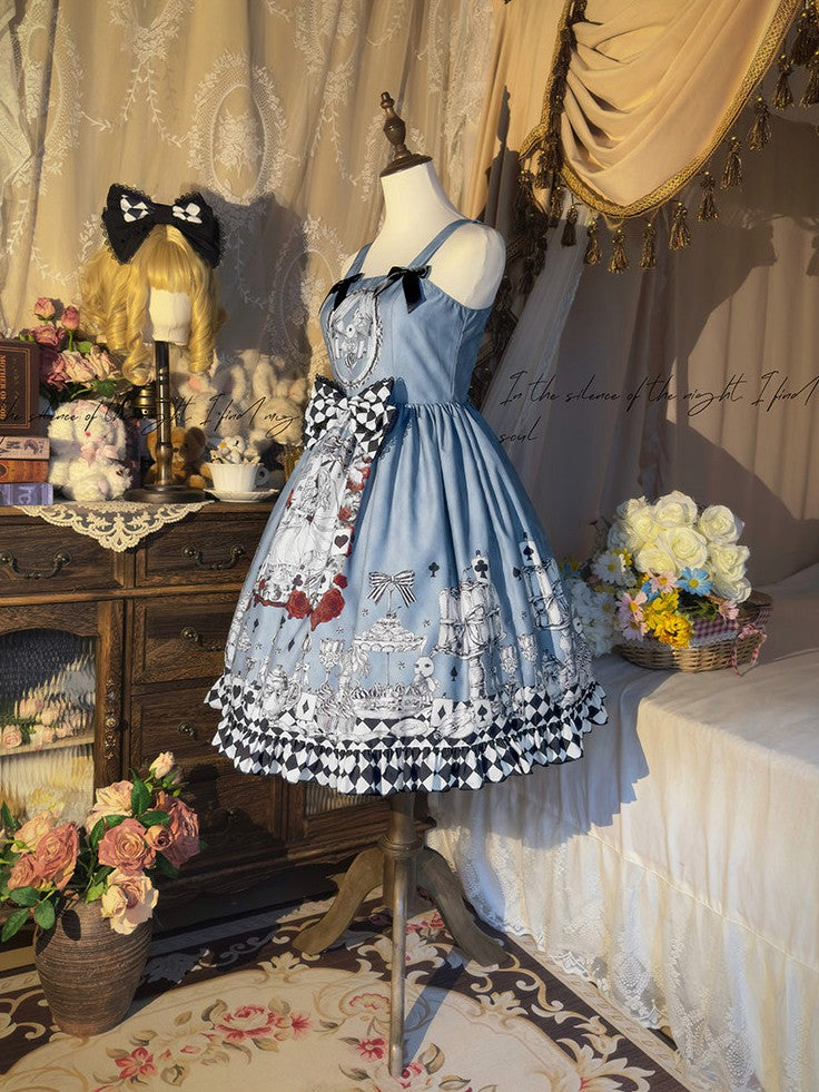 Gothic Vintage Fairy Tale Chiffon JSK Dark Alice Lolita Gown - Diamond Honey