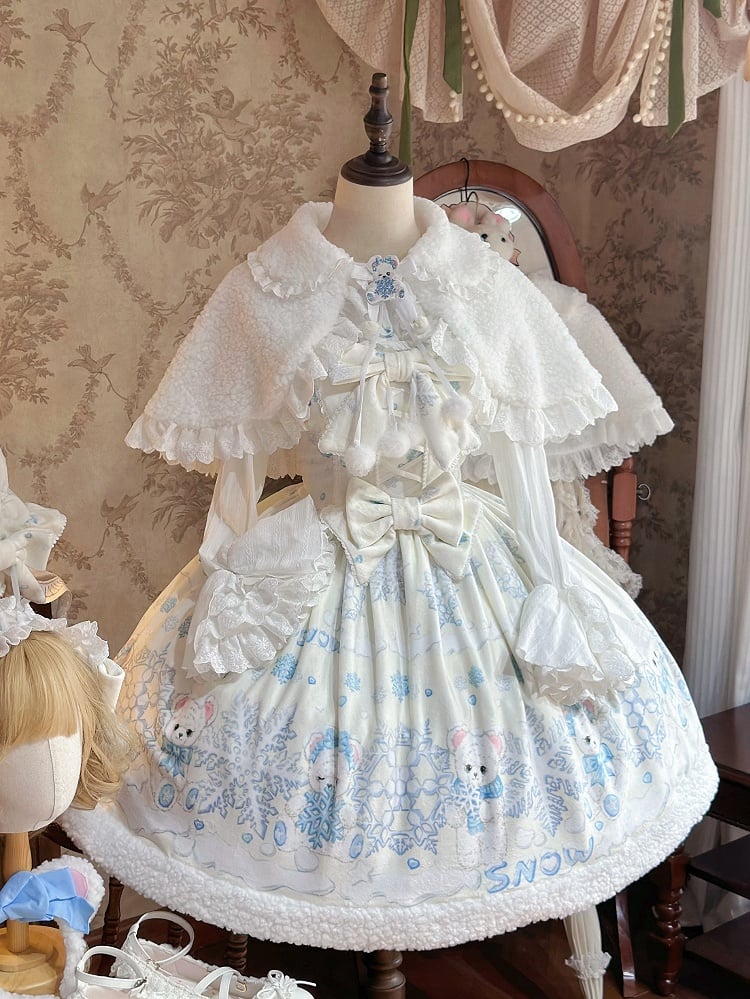 White Winter Lolita Fleece Cape
