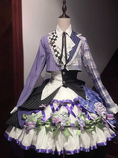 バイエルン / セット ブレザー クロップドトップ フルスカート コルセット ロリータ アウトフィット - スタイル ウエストコート パープル オクトーバーフェスト