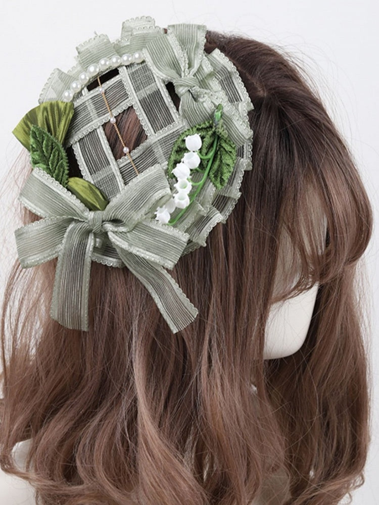Light Green Mini and Decor Bow Hat the Lolita of Lily Valley