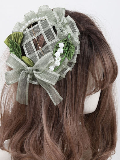 Light Green Mini and Decor Bow Hat the Lolita of Lily Valley
