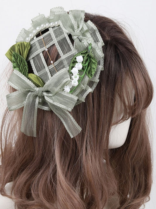 Light Green Mini and Decor Bow Hat the Lolita of Lily Valley