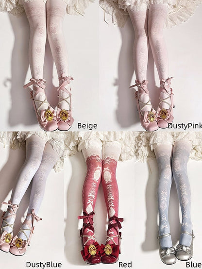 Lolita Tights Colors Bowknot Print 5 Floral