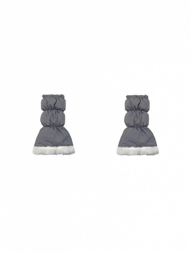 グレー/ホワイト/ブラック パフィーウォームレッグウォーマー