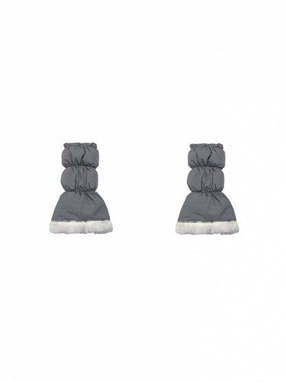 グレー/ホワイト/ブラック パフィーウォームレッグウォーマー