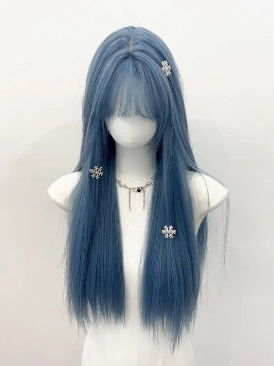 Straight Air with Wig Bangs 60CM Blue