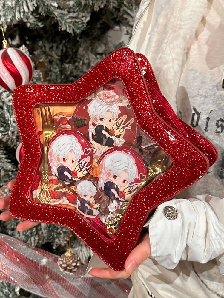 Star-shaped Ita Bag PU Red Badge Set Detachable with Charm
