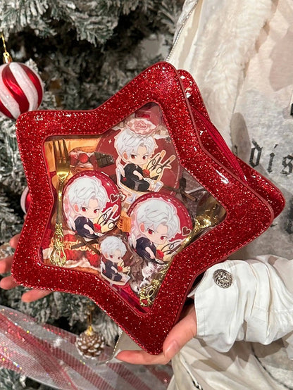 Star-shaped Ita Bag PU Red Badge Set Detachable with Charm